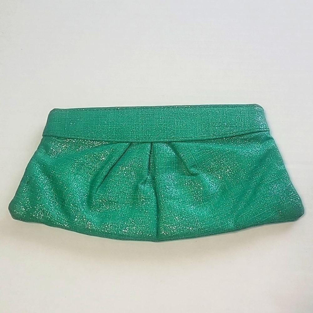LAREN MERKIN Green Glitter/Shimmer Clutch